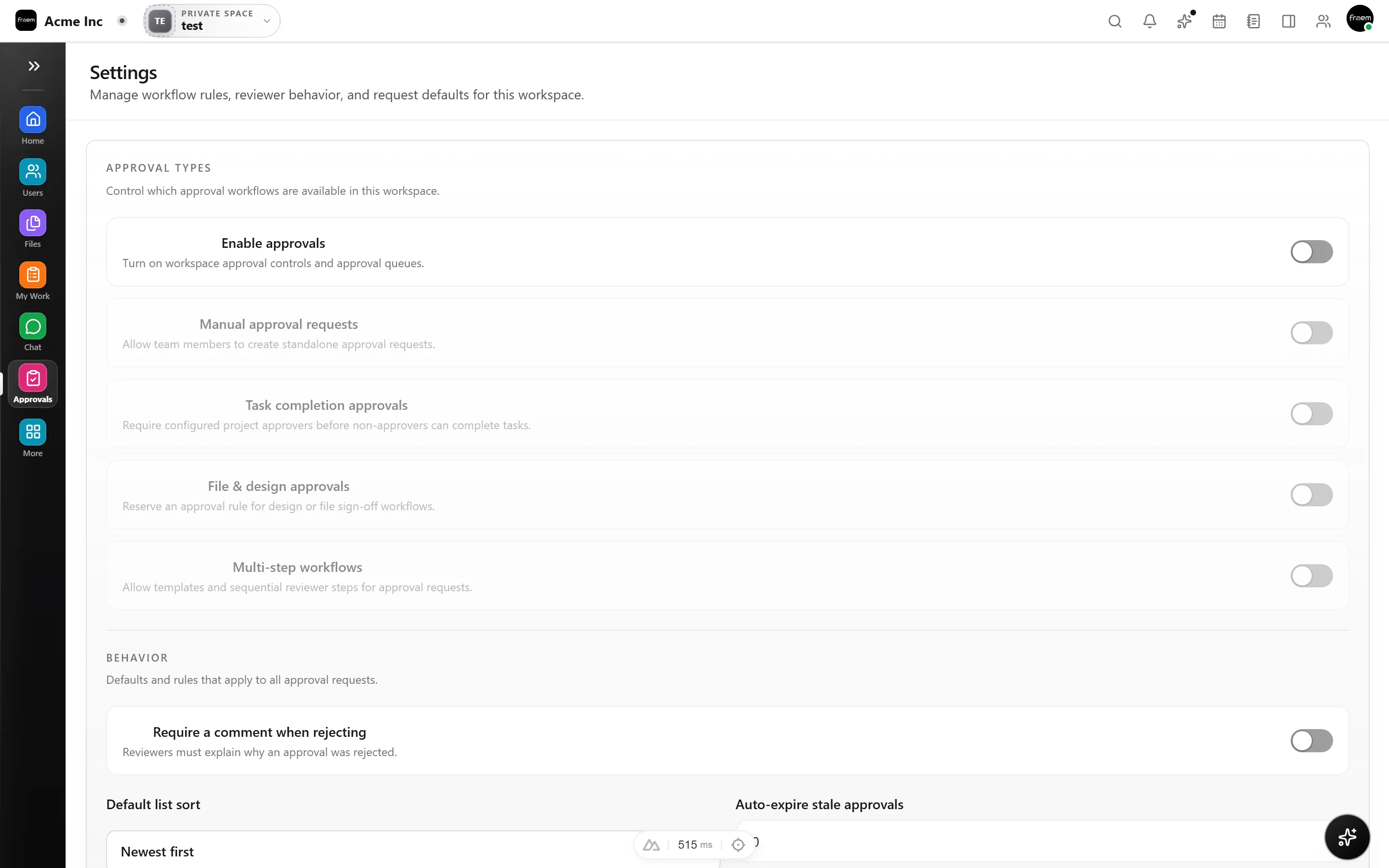 Approval permissions configured by role