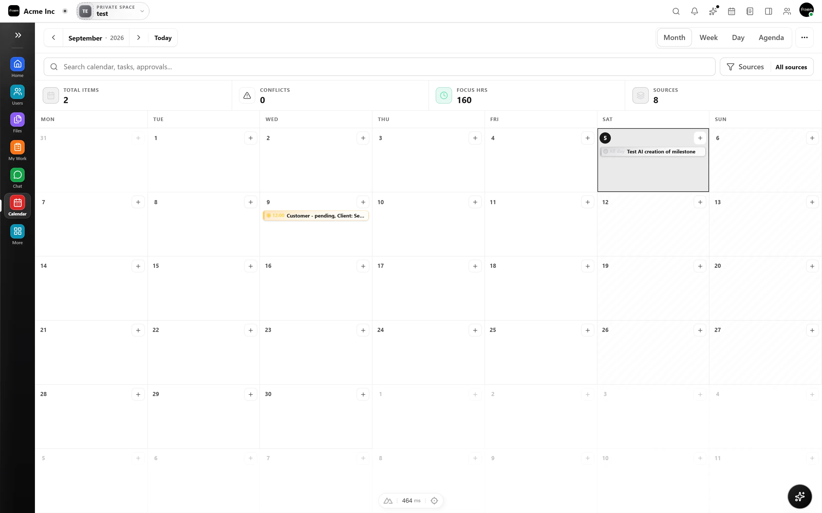 Rowsh team calendar