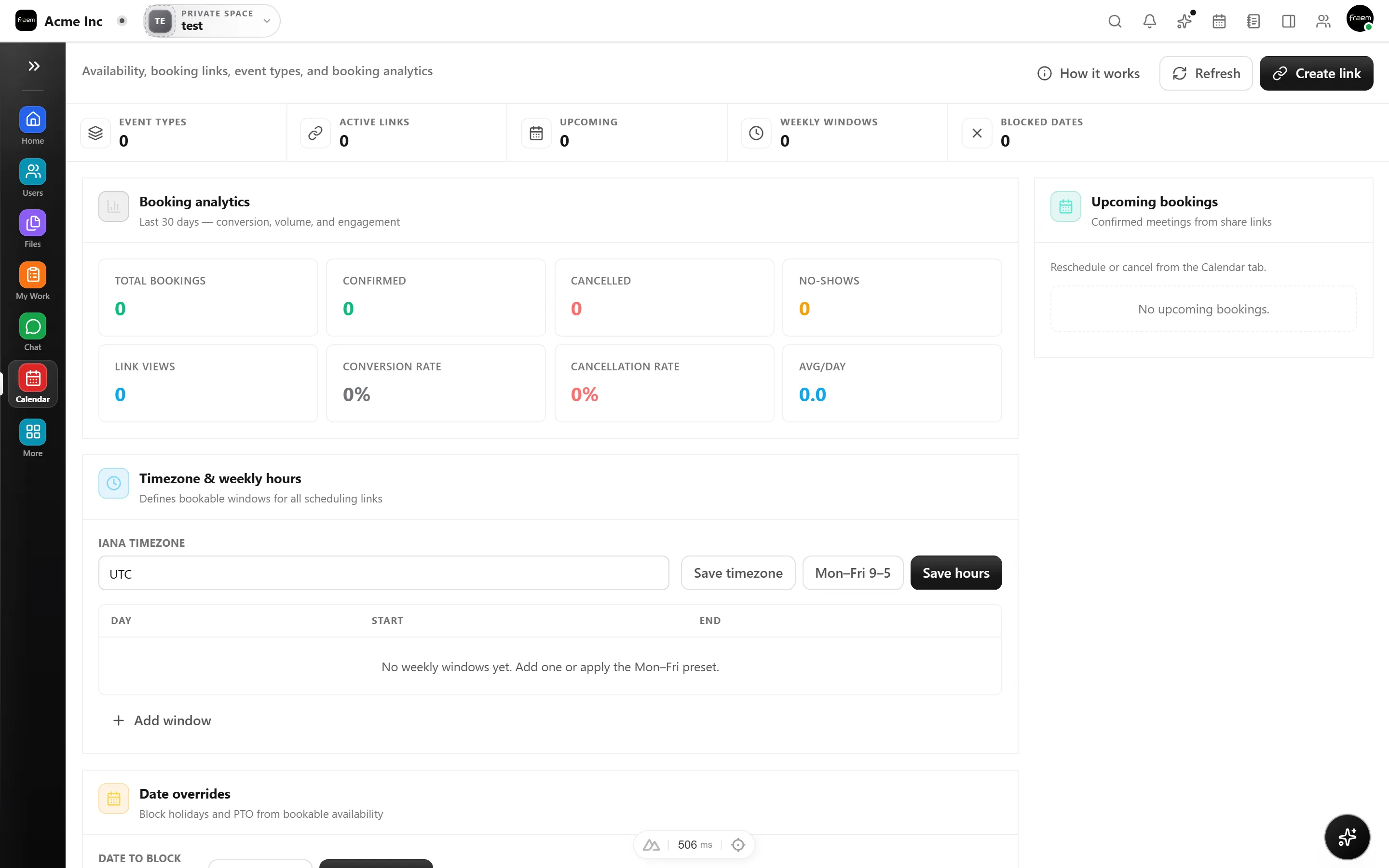 Public scheduling links in Rowsh calendar