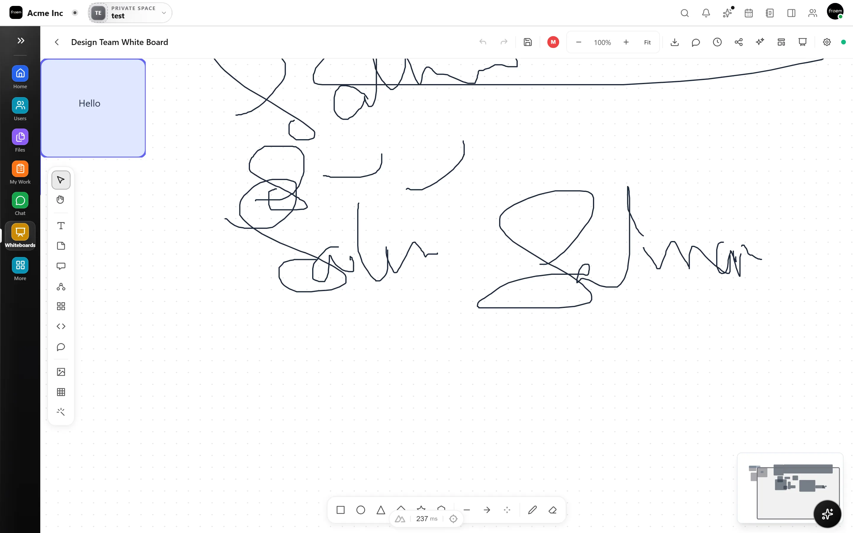 Whiteboard canvas tools in Rowsh