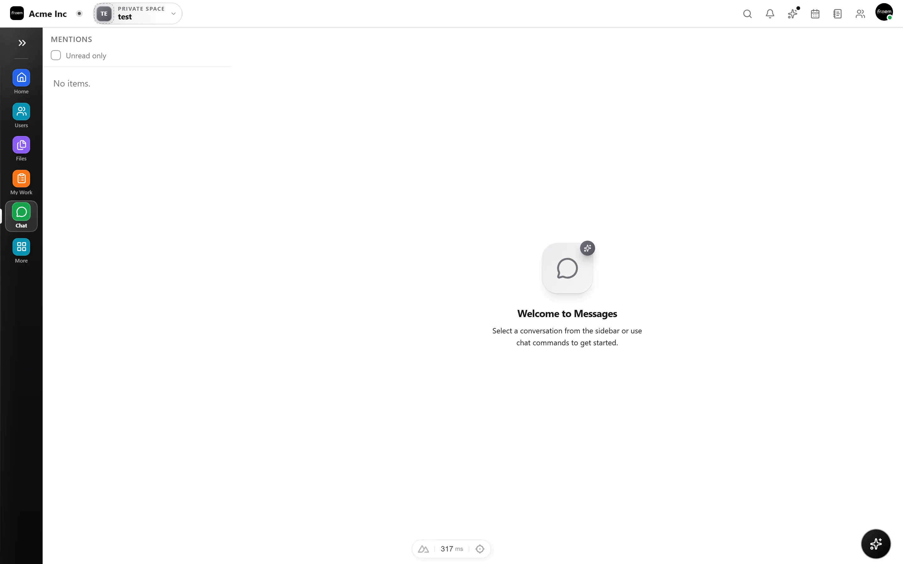 Channels and direct messages in Rowsh chat
