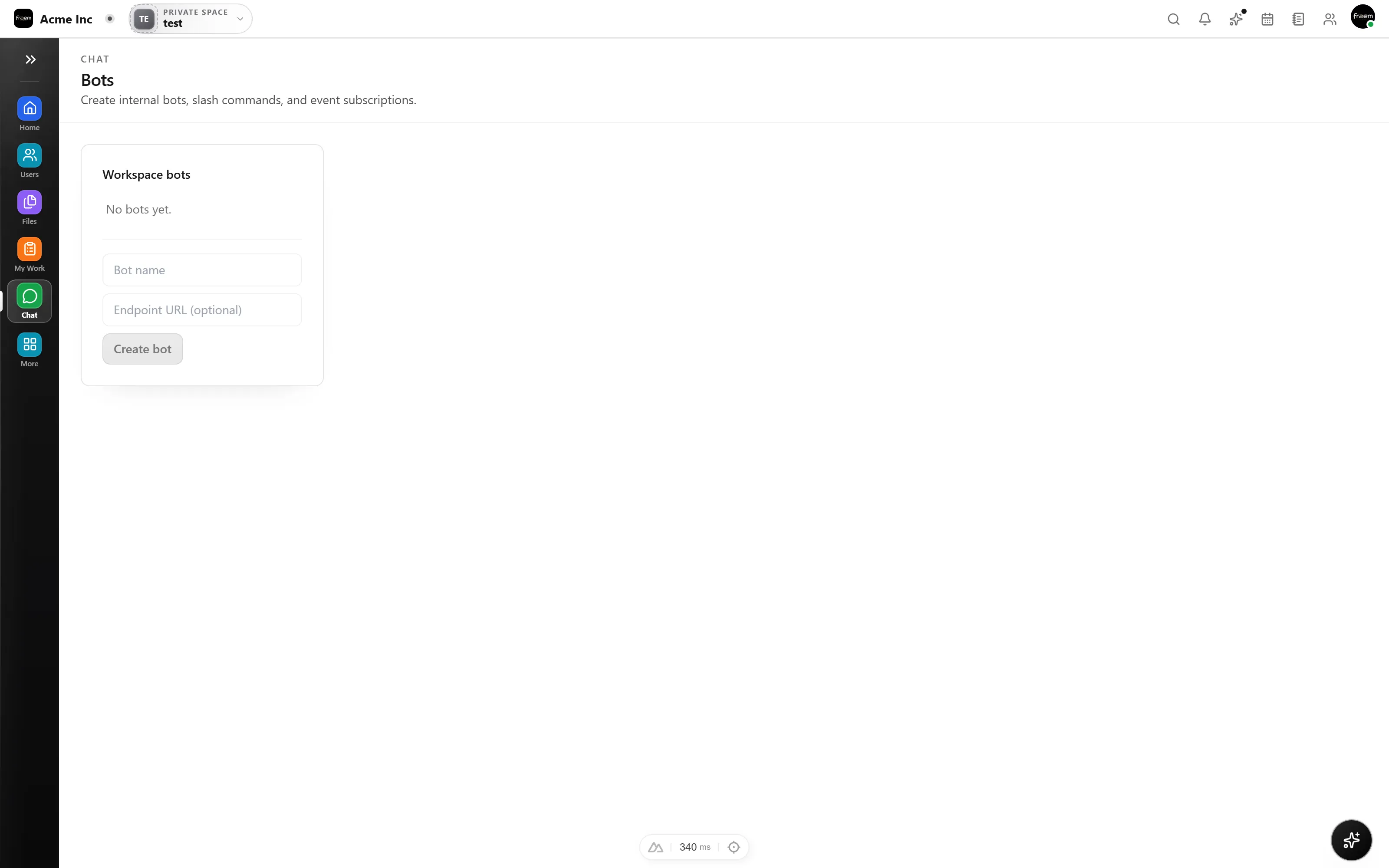 Slash commands in Rowsh chat