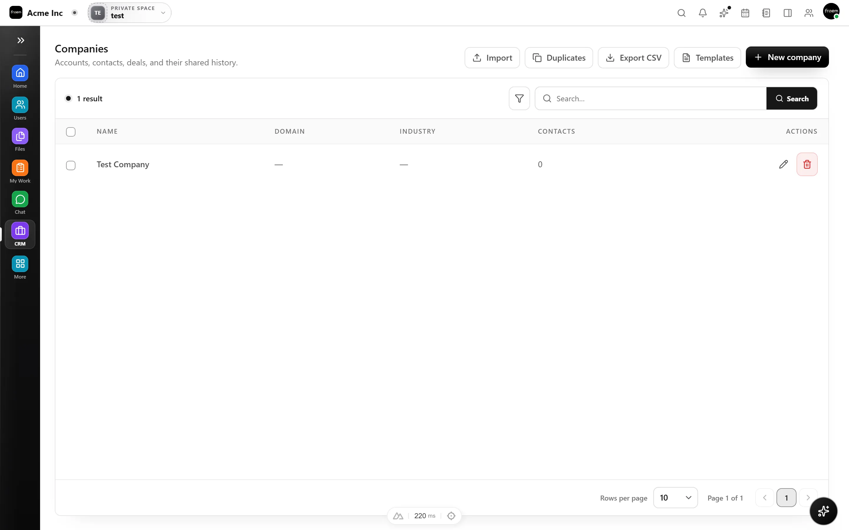 Rowsh CRM space with a drag and drop deal pipeline and stage totals