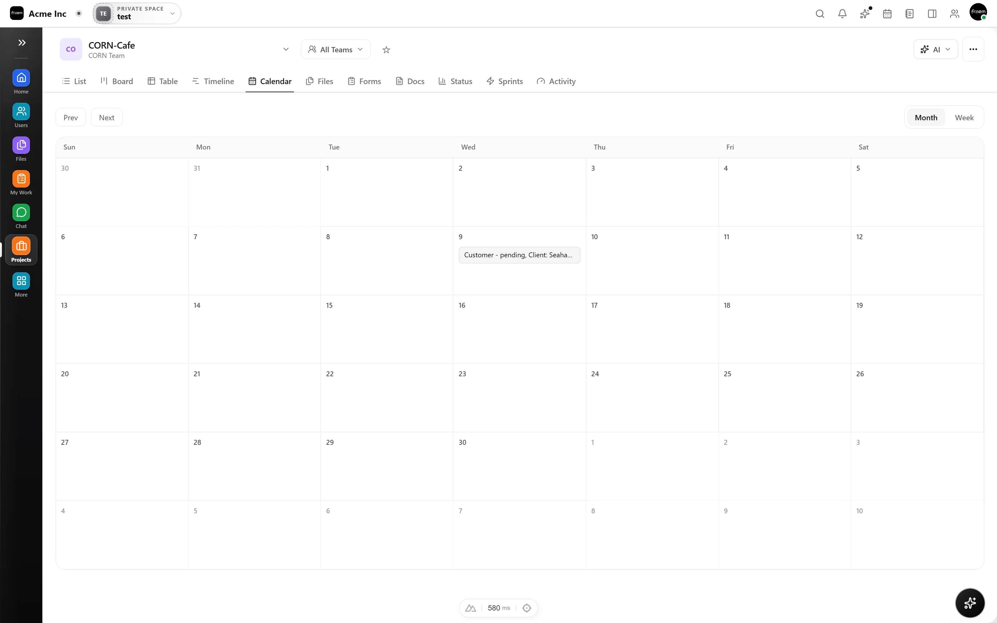 Task deadlines shown on the Rowsh calendar