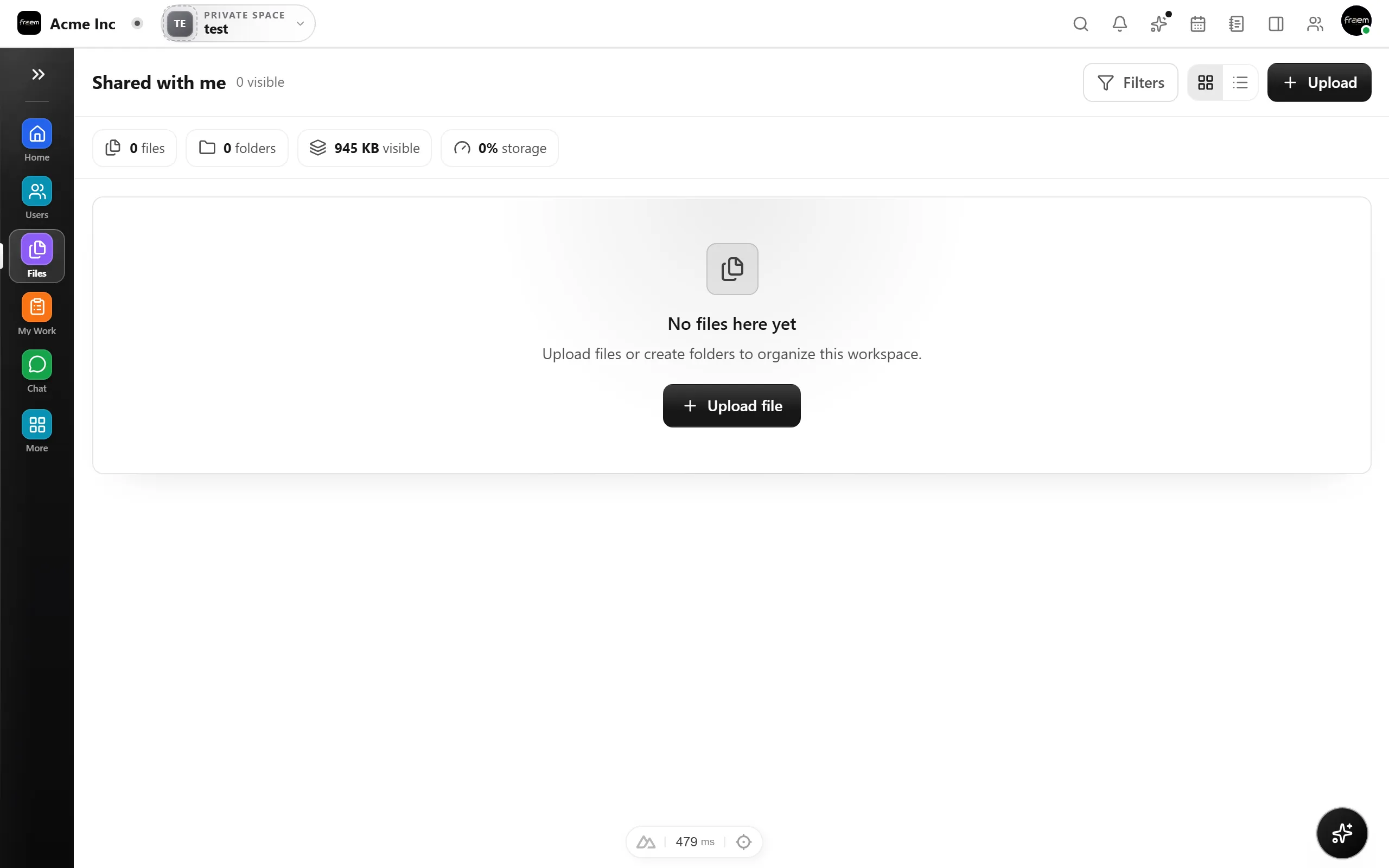 Rowsh Files list view with search and filters
