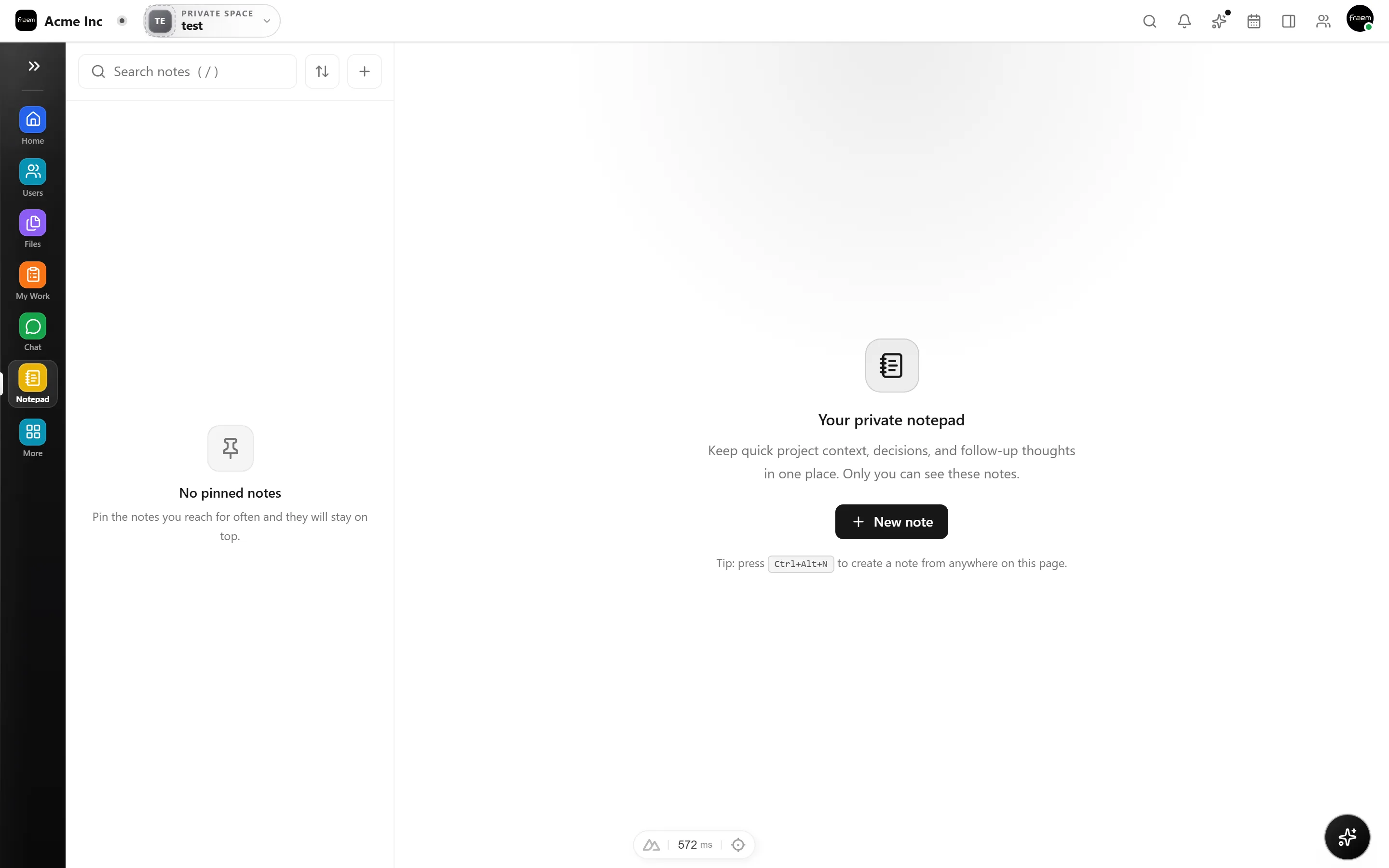 Rowsh Notes editor with a working draft