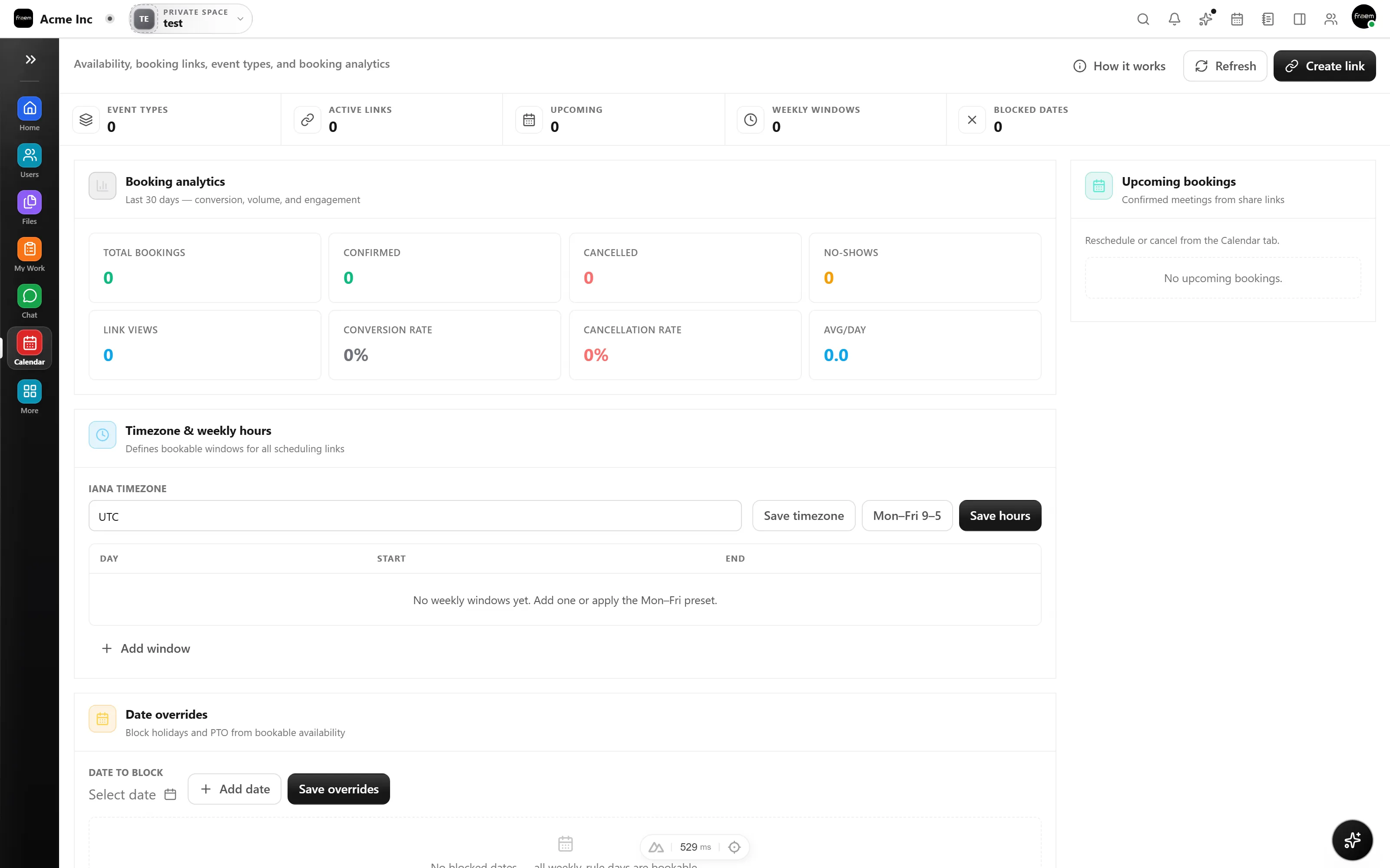 Public scheduling links in Rowsh calendar