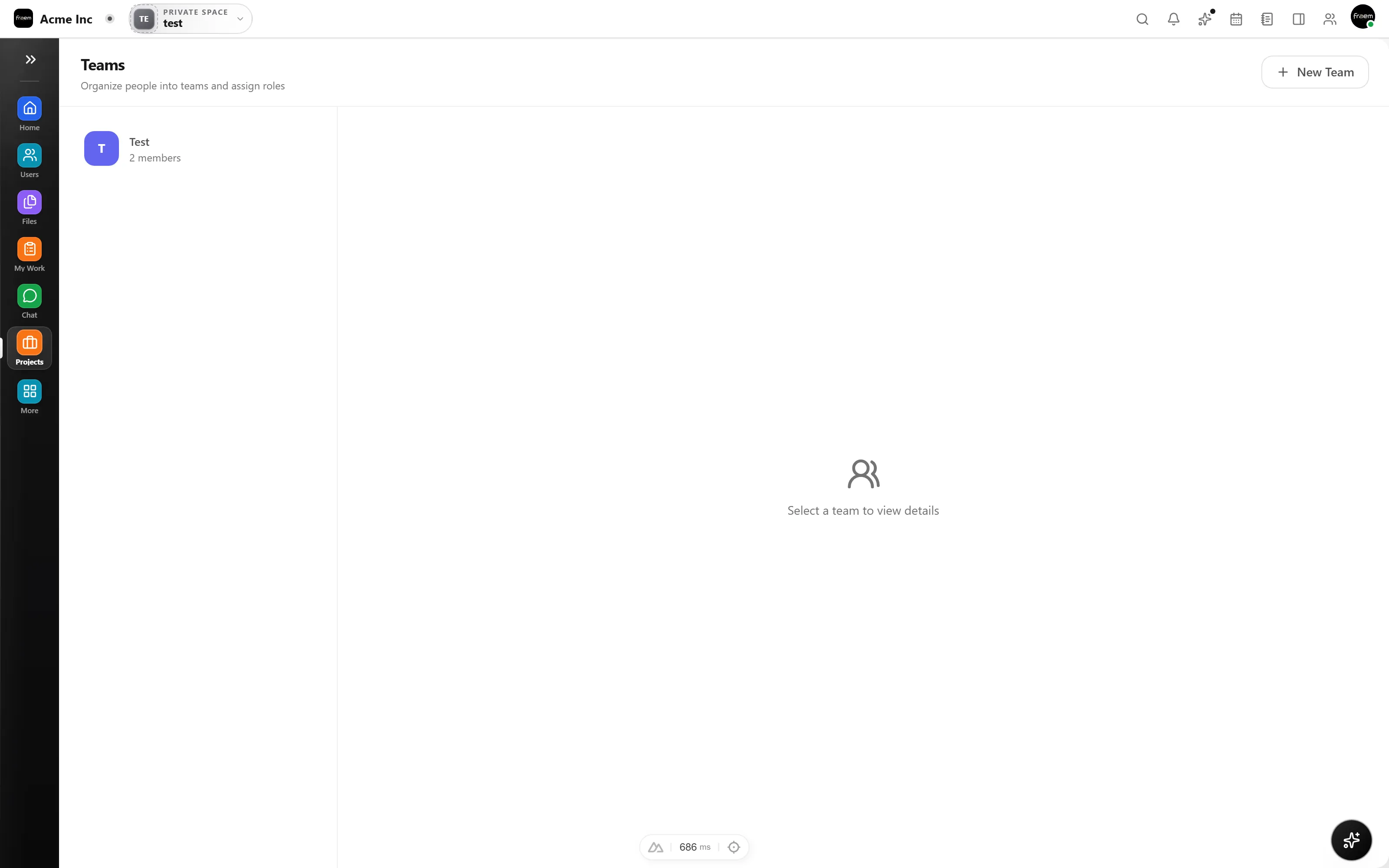 Teams page inside the Rowsh workspace