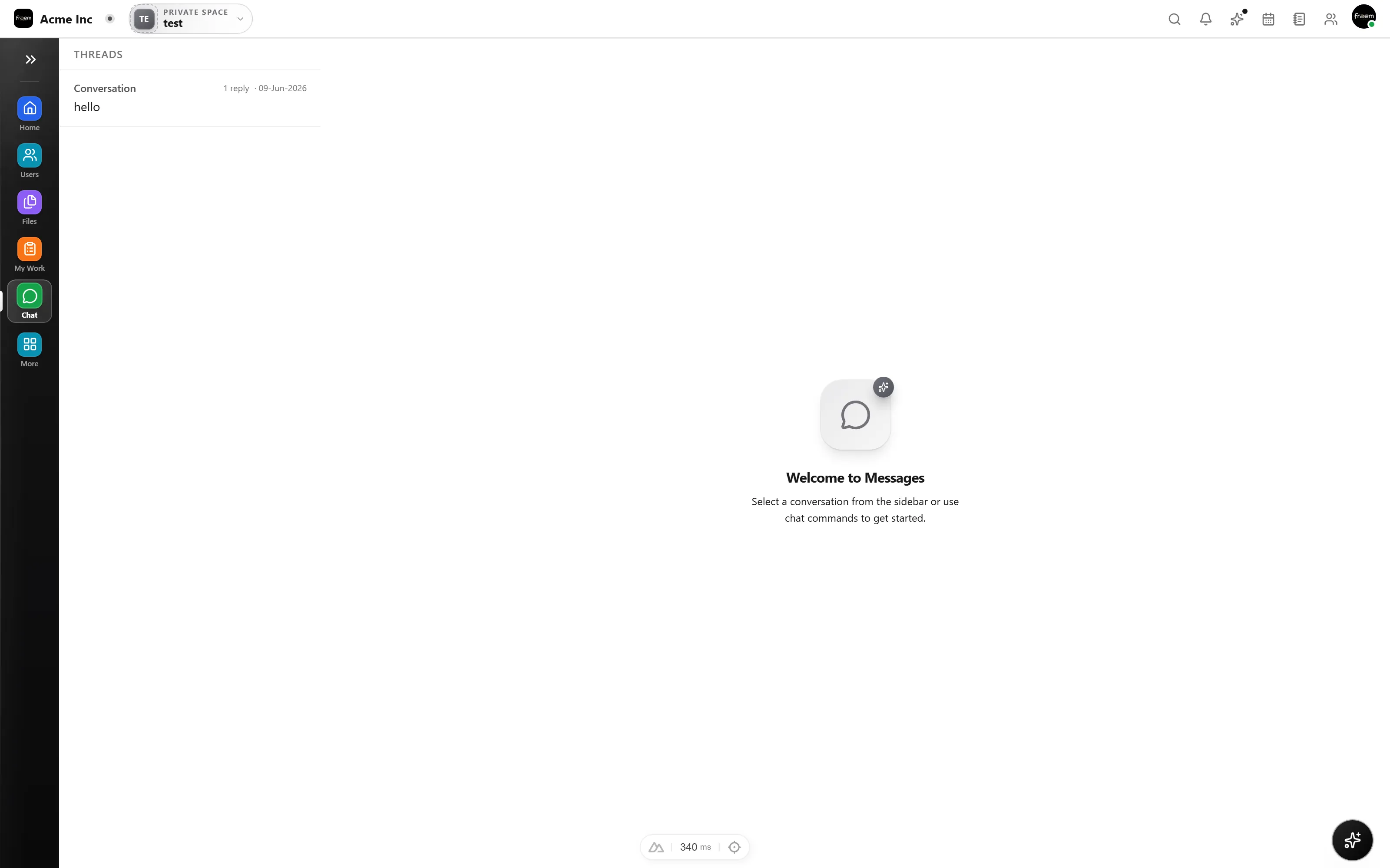 Rowsh chat with channels and messages
